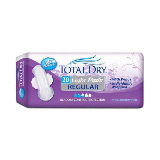 Bladder Control Pad TotalDry™ 11 Inch Length Moderate Absorbency Polymer Core Regular-20/PK, 9PK/CS