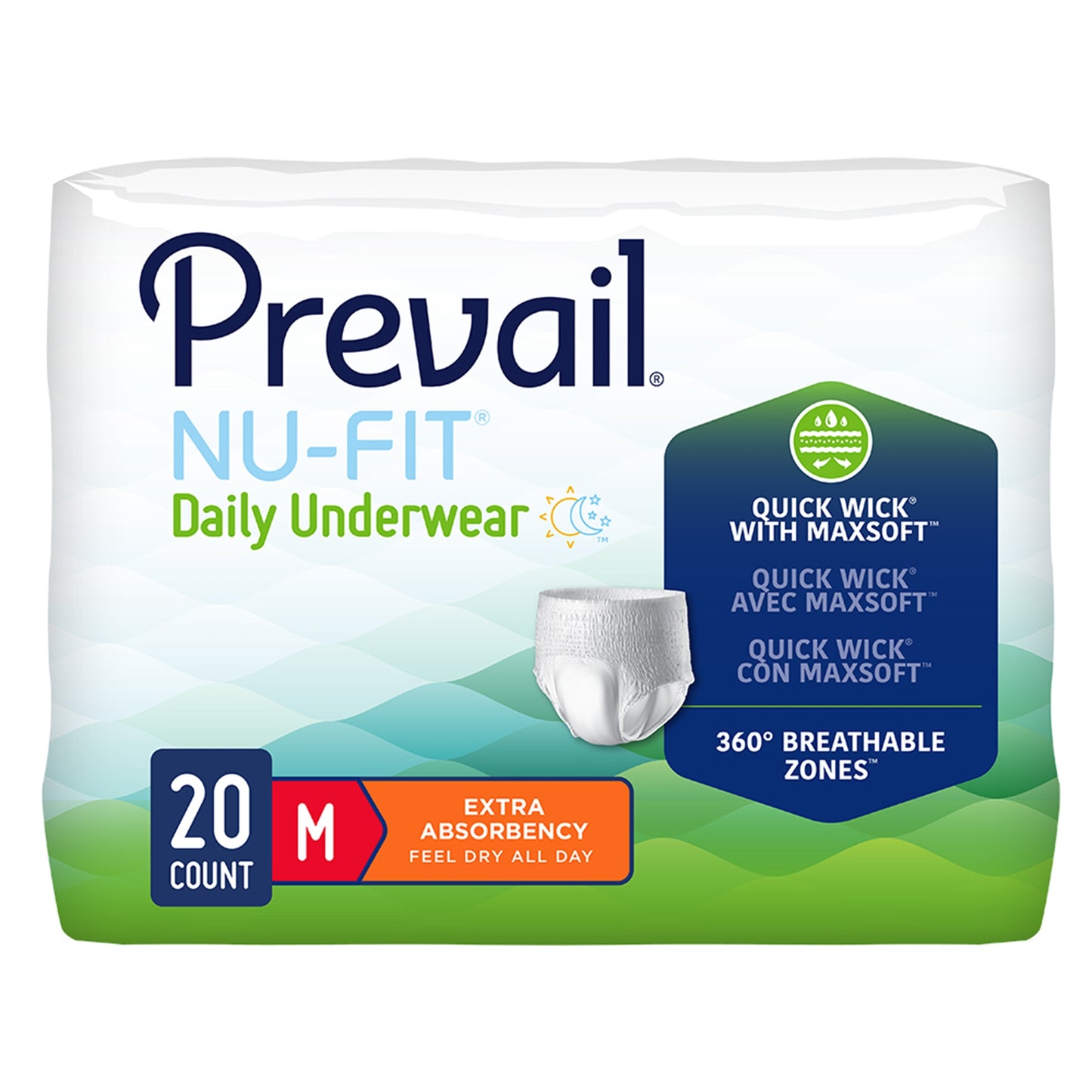 Briefs Disposable NU-FIT Medium 32"-44" - 20/pk 4pk/cs