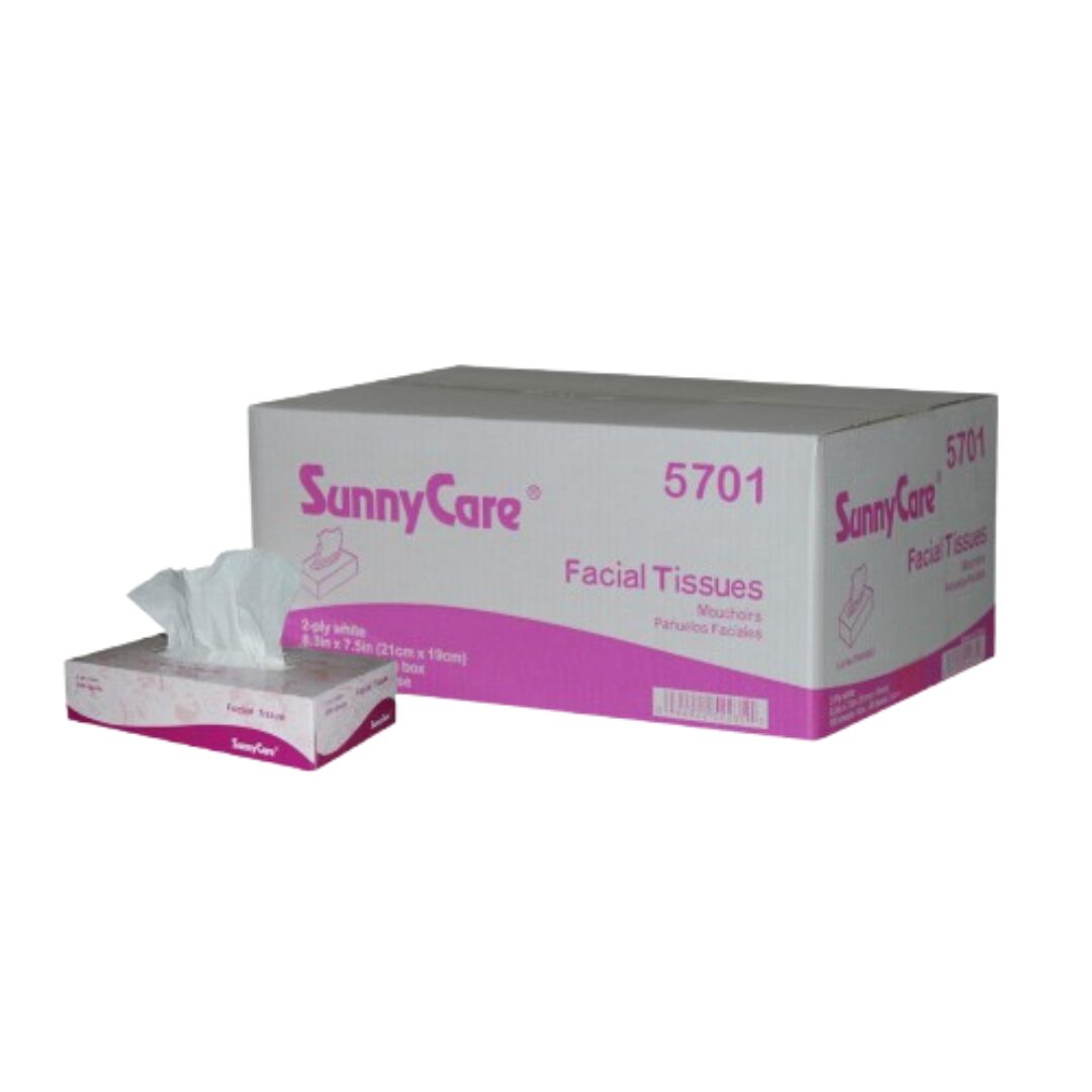 SunnyCare Premium Facial Tissue White 2-PLY 8.3"X7.5" - FACIAL TISSUE, WHITE, 2 PLY 8.3" x 7.5" (100 PCS/BOX 30 BOXES/CASE)