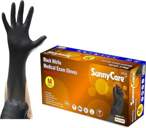 Nitrile Exam Disposable Gloves, Powder Free Black, DISPOSABLE GLOVES (10 BOX/CASE 100 PCS/BOX)