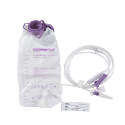 Amsure EnFit Enteral Pump Bag Set w/ Transition Connector1200cc 30ea/cs
