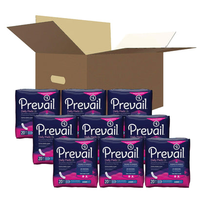 Bladder Control Pad Prevail® Daily Pads 9-1/4 Inch Length Moderate Absorbency Polymer Core One Size