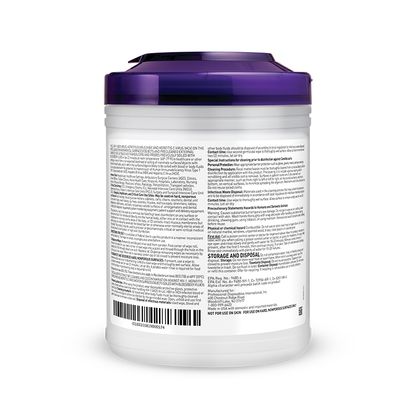 Super Sani-Cloth Germicidal Large Canister Purple Lid 160's