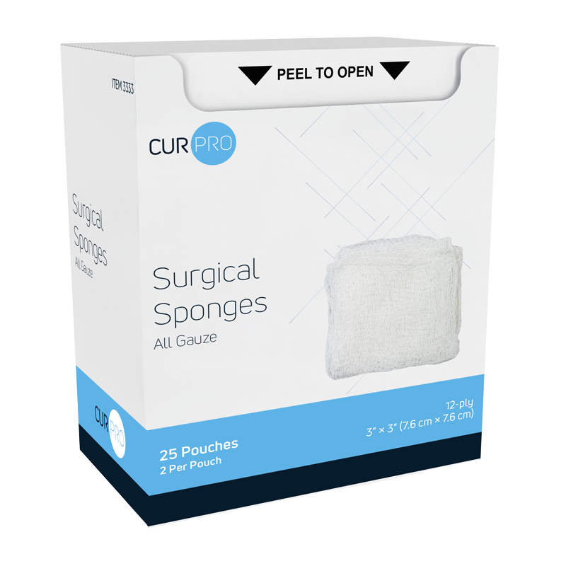 Surgical Gauze Sponge - Sterile 2's, 12 Ply, 3" x 3"