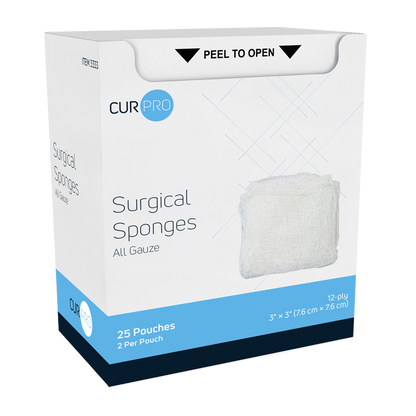 Surgical Gauze Sponge - Sterile 2's, 12 Ply, 3" x 3"