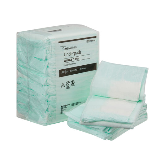 Underpad Wings Plus Heavy Absorbency 30"x 36" - 10ea/pk 5pk/cs